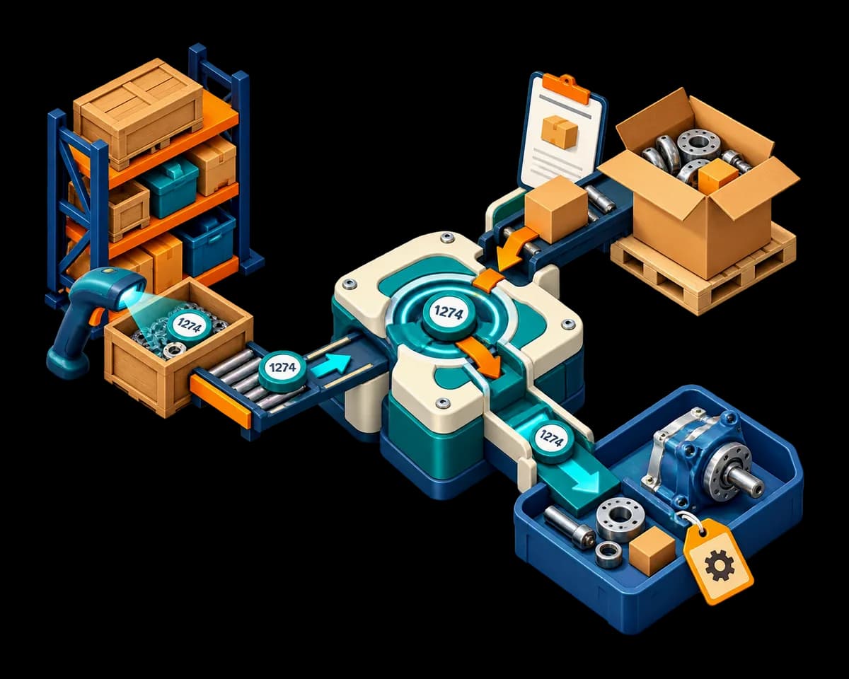 An illustration of stock, orders and job costs connected as one system.